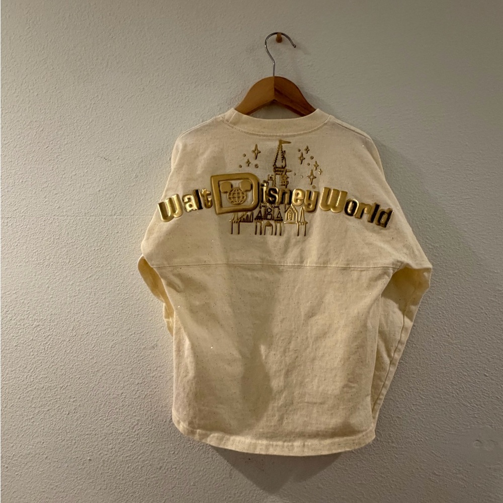 Walt Disney World Cream Gold Long Sleeve Spirit Jersey Castle Kids Size 5/6